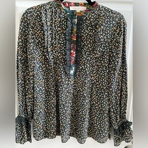 LOFT Petite Floral Ruffle Blouse Top. Size Small Petite.